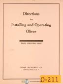 Oliver-Oliver Model 21, Drill Pointer Grinder, Installing Operating and Parts Manual 19-21-06